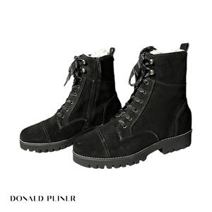 •Donald Pliner Waxy Suede black Combat Boots Women’s 8 (Easewx)